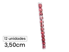 Pack 12 esferas 3-5cm rojo tubo